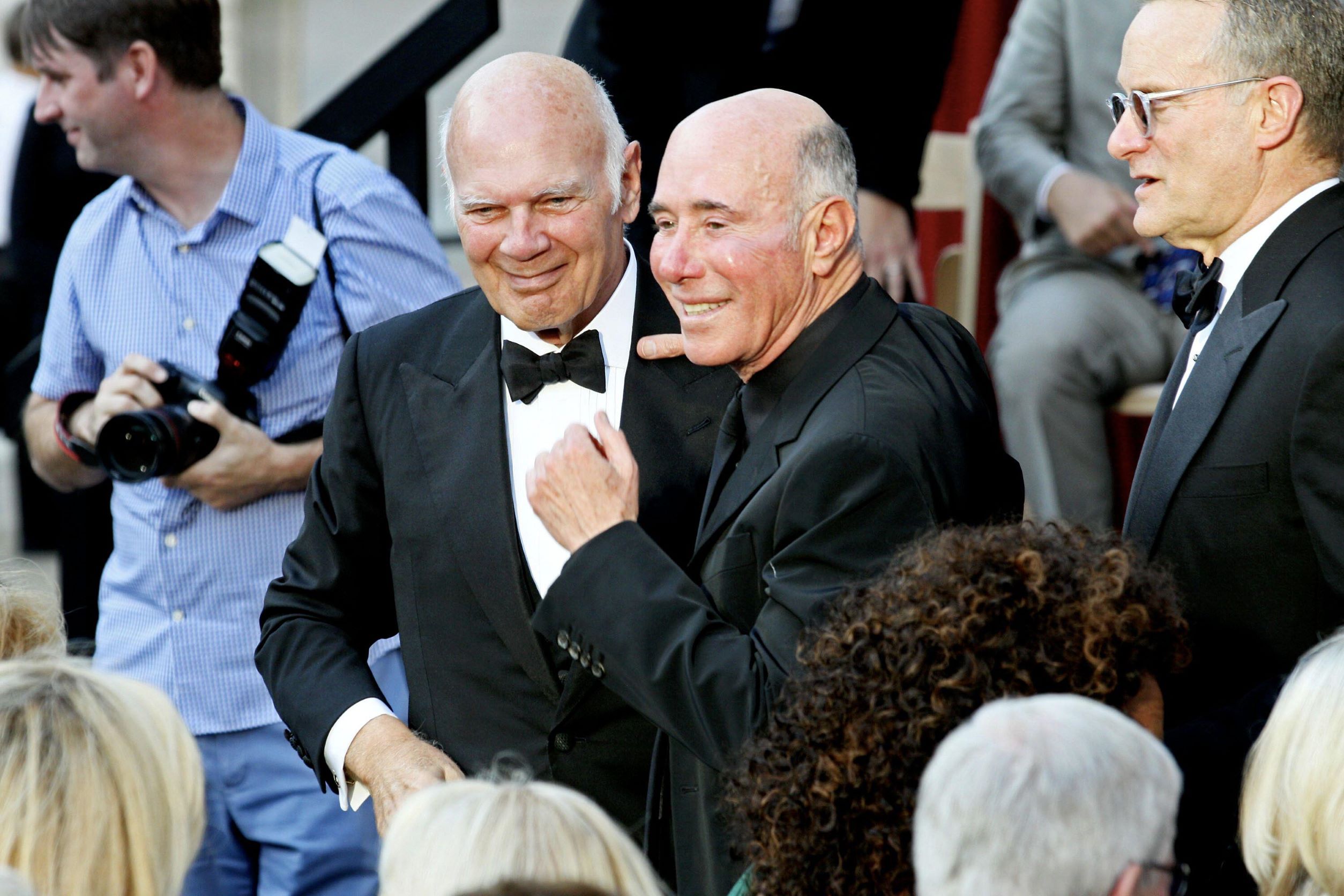 Steven Roth, David Geffen at the David Geffen Hall Renaming Ceremony & The New York Philharmonic's 2015-16 Opening Gala Concert at the Josie Robertson Plaza at Lincoln Center. Steve Mack/Alamy