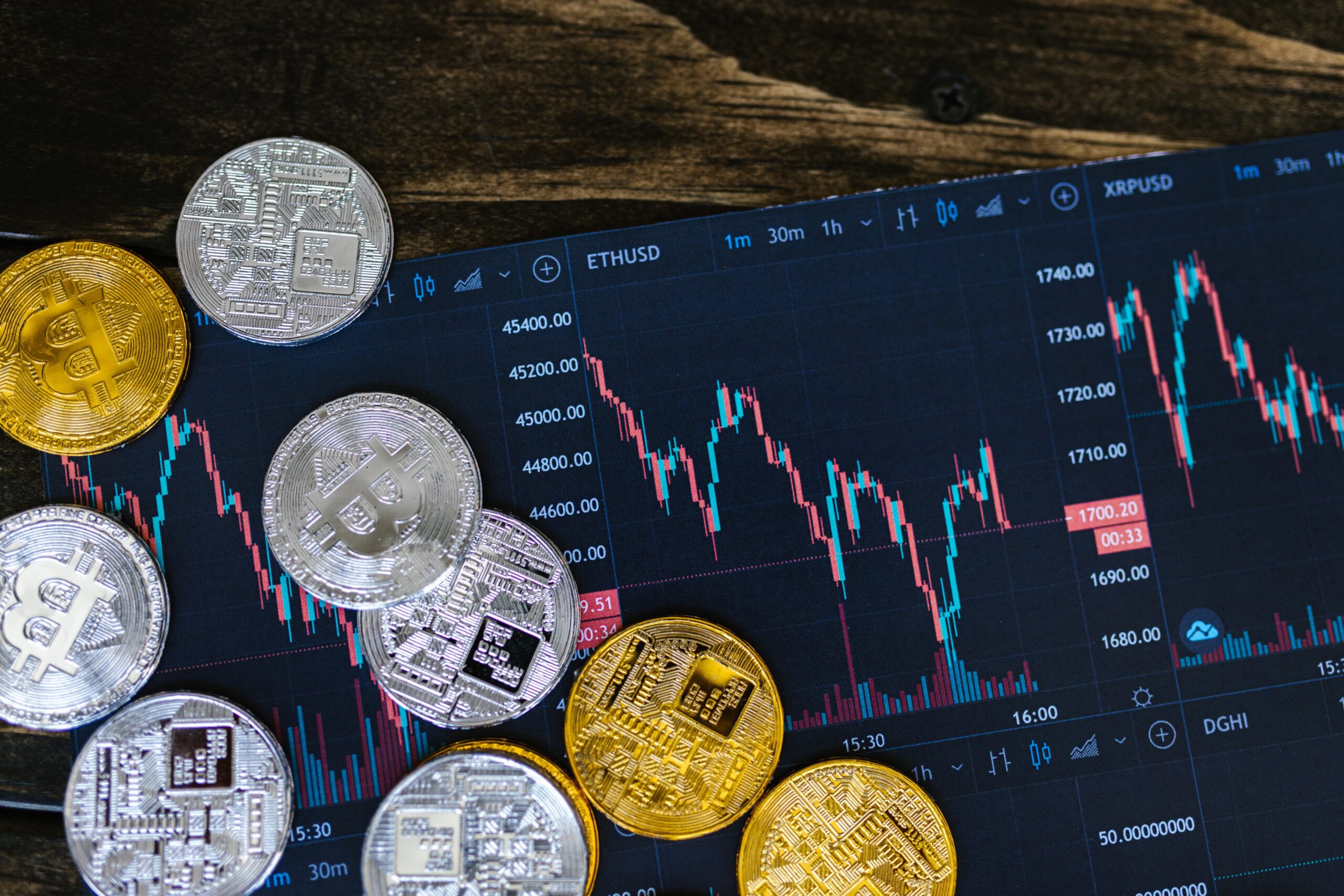 Image of Bitcoin and pricing data. Photo by RODNAE Productions on Pexels