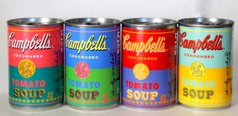 Campbell's soup cans with limited edition Andy Warhol Labels. H. Shelley Photography / Alamy Stock Photo