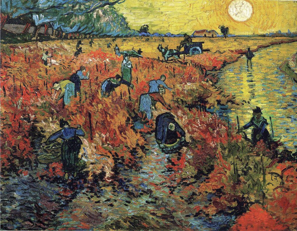 The Red Vinyards at Arles by Vincent Van Gogh (1888) 