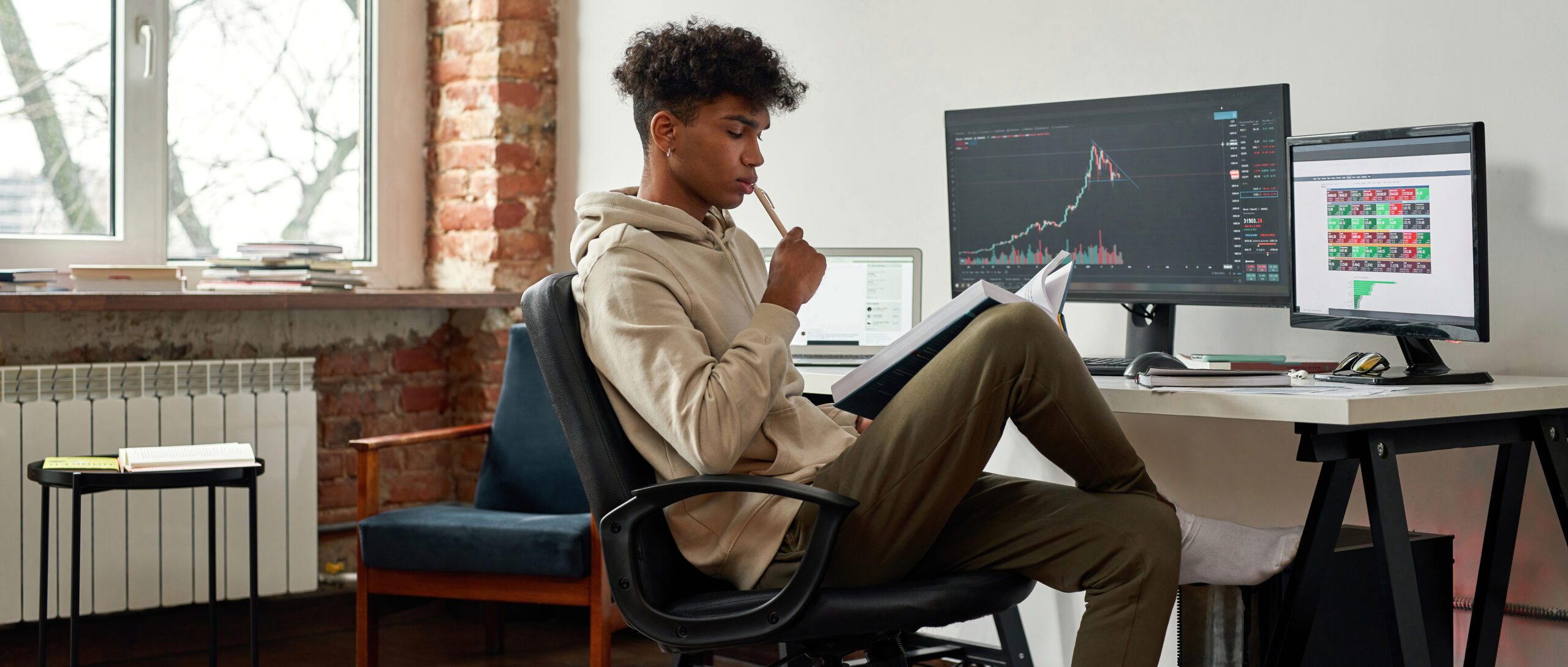 Young man on computer