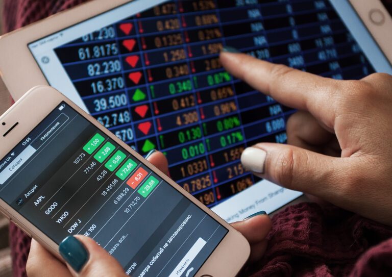 Trader analysing stock charts.