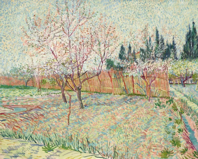 Orchard With Cypress (1888) By Vincent Van Gogh.