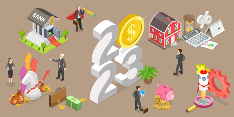 3D Isometric Flat Vector Conceptual Illustration of New Year 2023 And Investment Strategy
