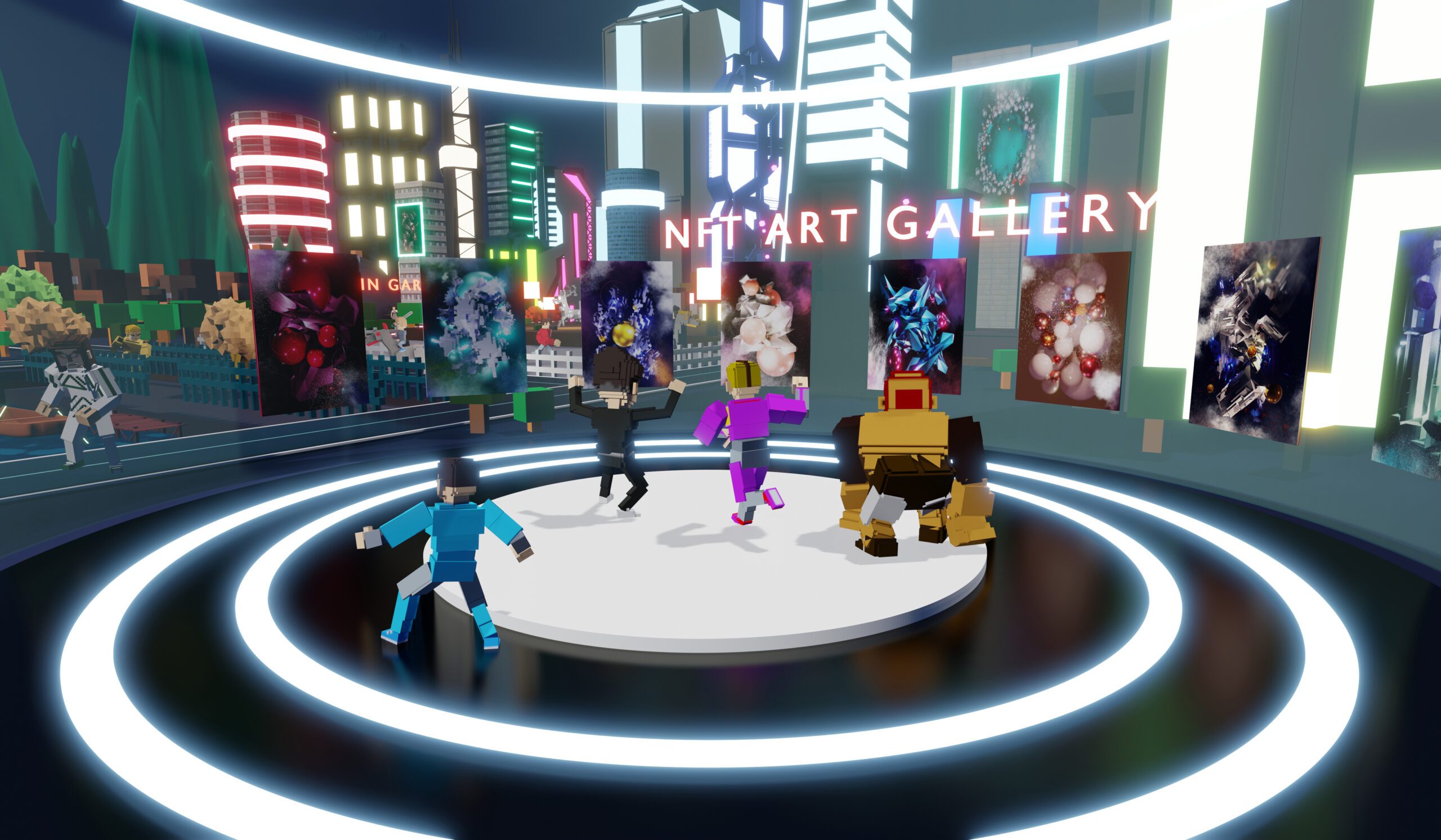 NFT on the sandbox NFTProjects Avatars on Metaverse and Art Gallery 3D Illustrations